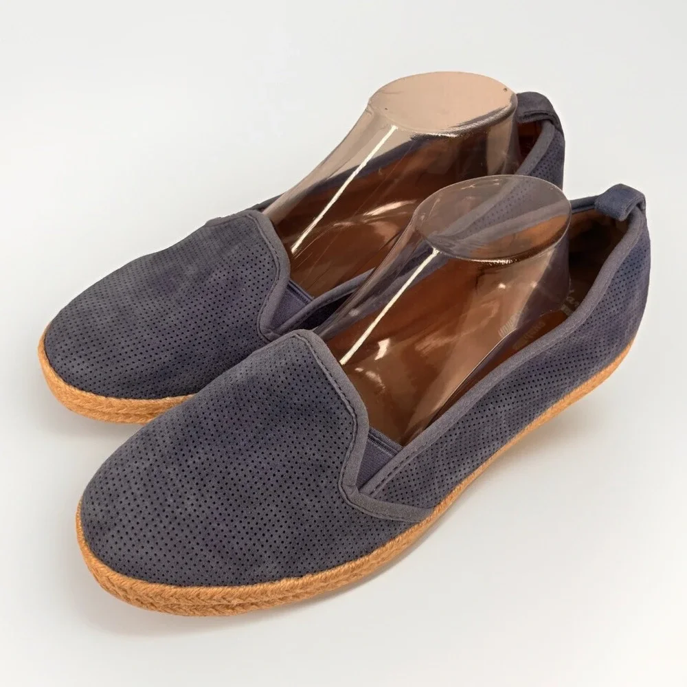 Clarks Azella Major Women's 11M Blue Suede‎ Perforated Espadrille Slip-On Flats